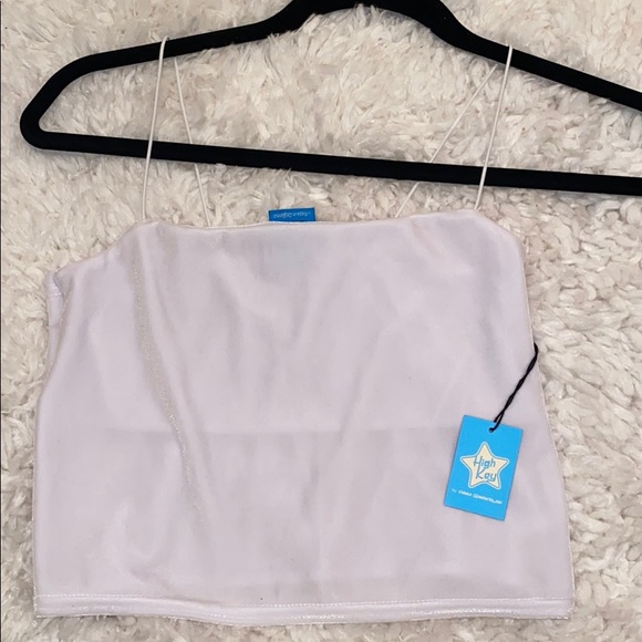 NWT Emma Chamberlain White Velvet Crop Top - Picture 4 of 5